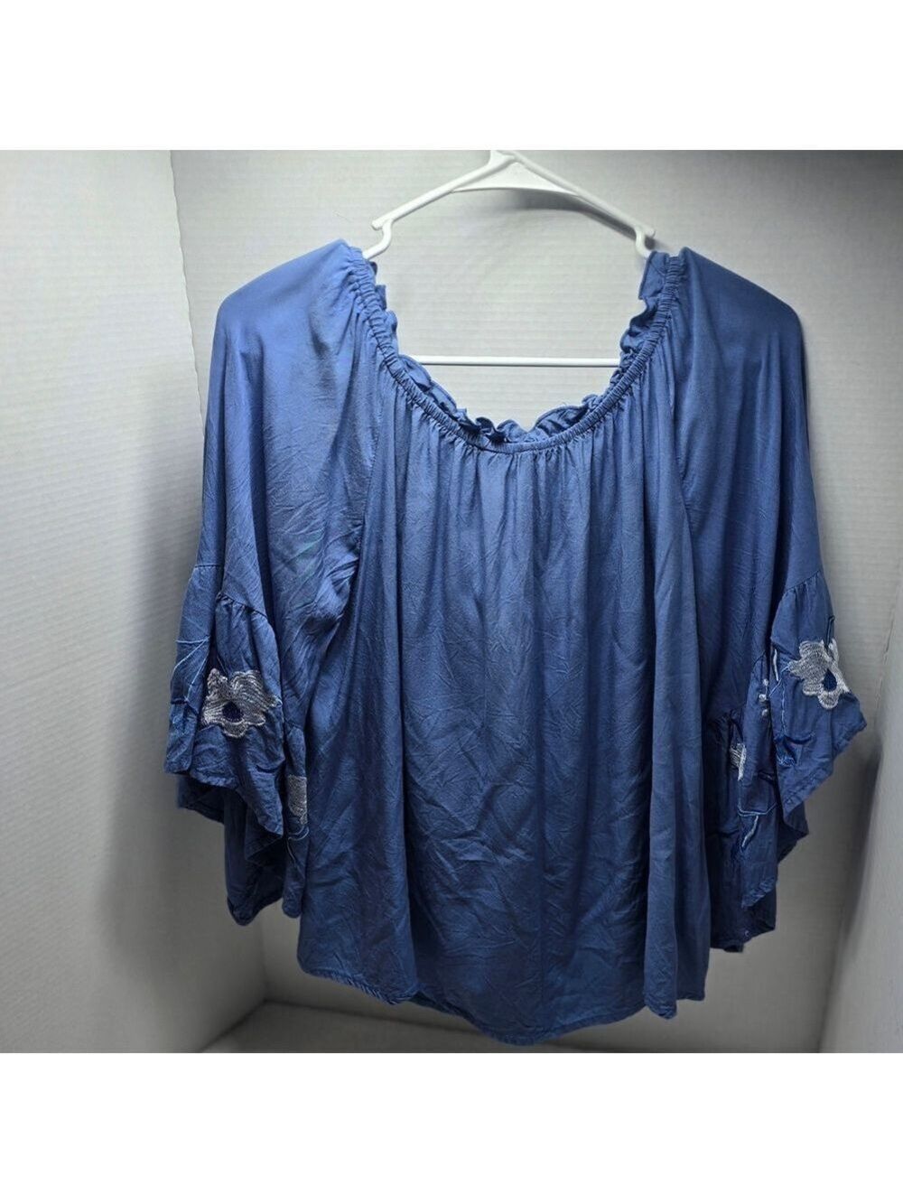 Unique Spectrum Indigo Ruffle Blouse - Picture 6 of 9